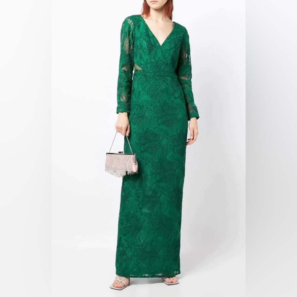 Marchesa Green Lace Maxi Dress